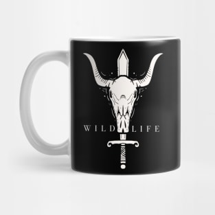 wild life animal skull and sord   illustration Mug